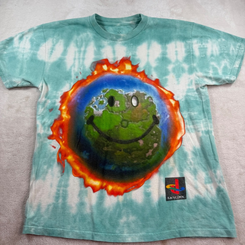 Travis Scott Cactus‎ Jack Astronomical Fortnite Tie Dye T-Shirt Mens Medium Teal